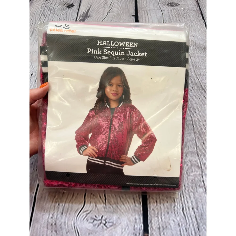 NEW Girls Halloween Pink Sequin Jacket One Size